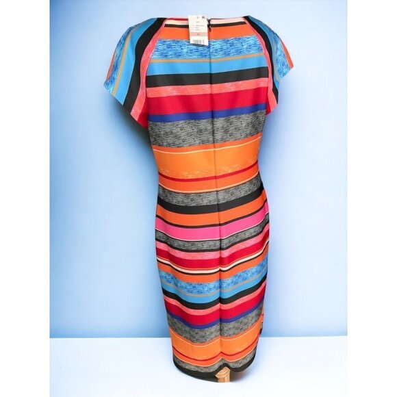 ECI New York cap sleeve colorful striped lined zipped long maxi dress NEW 12 - Picture 2 of 8
